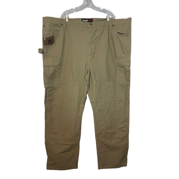 WRANGLER RIGGS WORKWEAR RIPSTOP Khaki CARGO PANT  (3W060BR) 52 x 32 - Picture 1 of 7